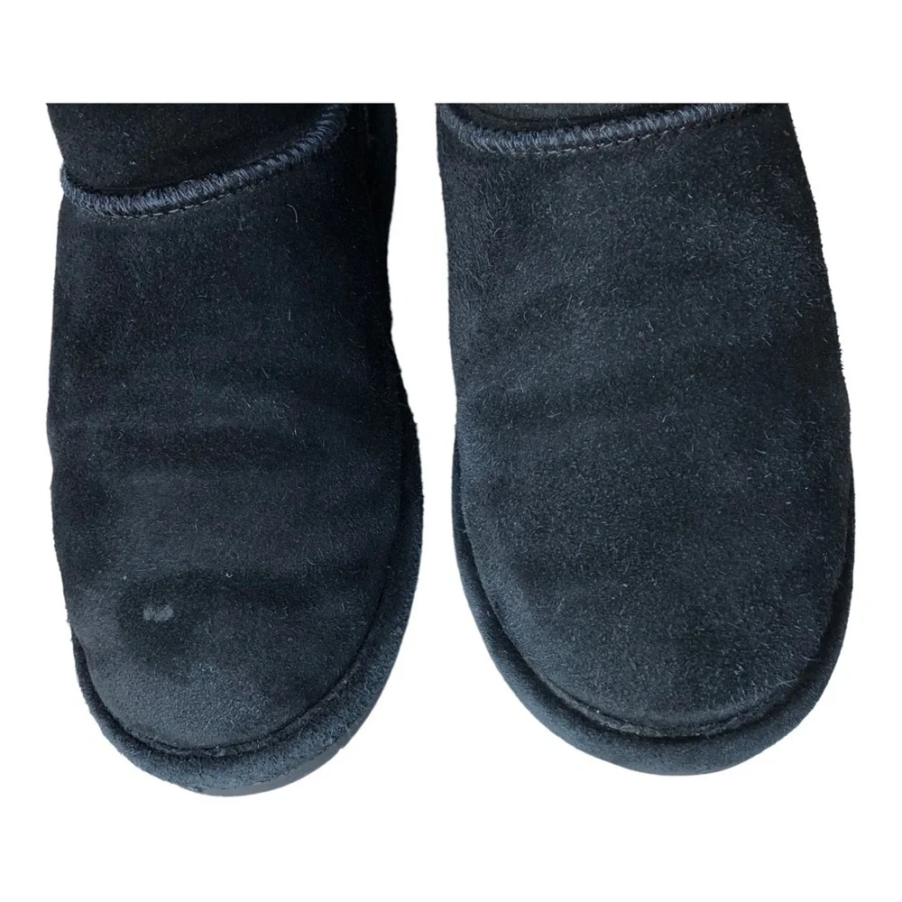 Bear Paw Women's Suede Knit Sheepskin Mid Calf Boots Boshie Size 4 Youth Black.